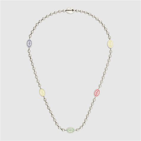 gucci boule chain silver necklace|Gucci interlocking g silver pendant.